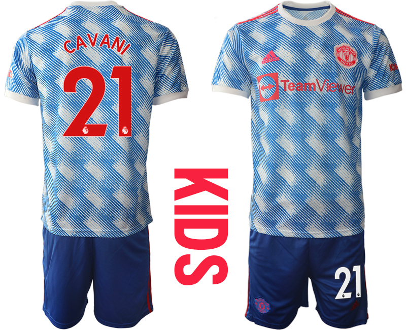 Youth 2021-2022 Club Manchester United away blue #21 Soccer Jersey